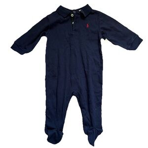 Ralph Lauren Baby Boy Polo Footie Coveralls Navy Blue Size 6-9 Months NWT